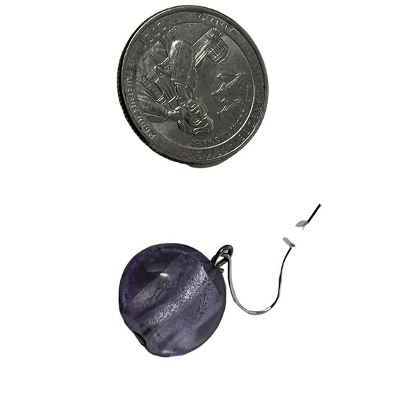 Vintage Pierced Earrings Purple Glass Dangle  Wire - Picture 5 of 5